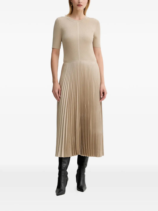 Boss Ribbed Pleated Dress