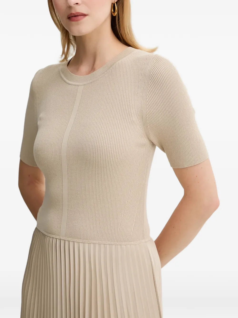 Boss Ribbed Pleated Dress