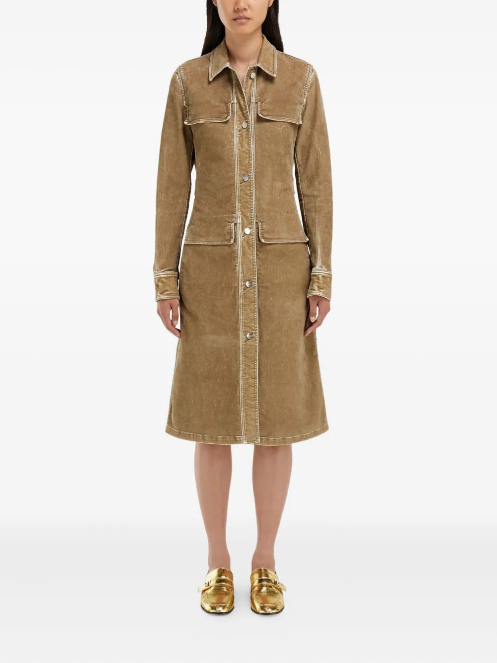 Ferragamo Flocked Shirt Mini Dress