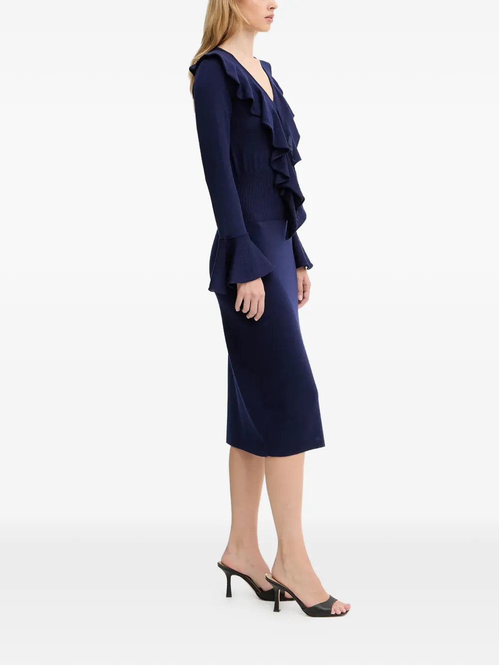 Luisa Spagnoli Malimba Ruffled V Neck Midi Dress