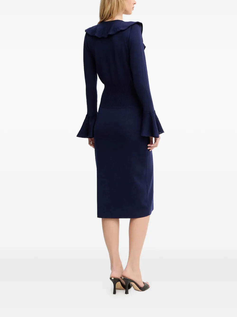 Luisa Spagnoli Malimba Ruffled V Neck Midi Dress