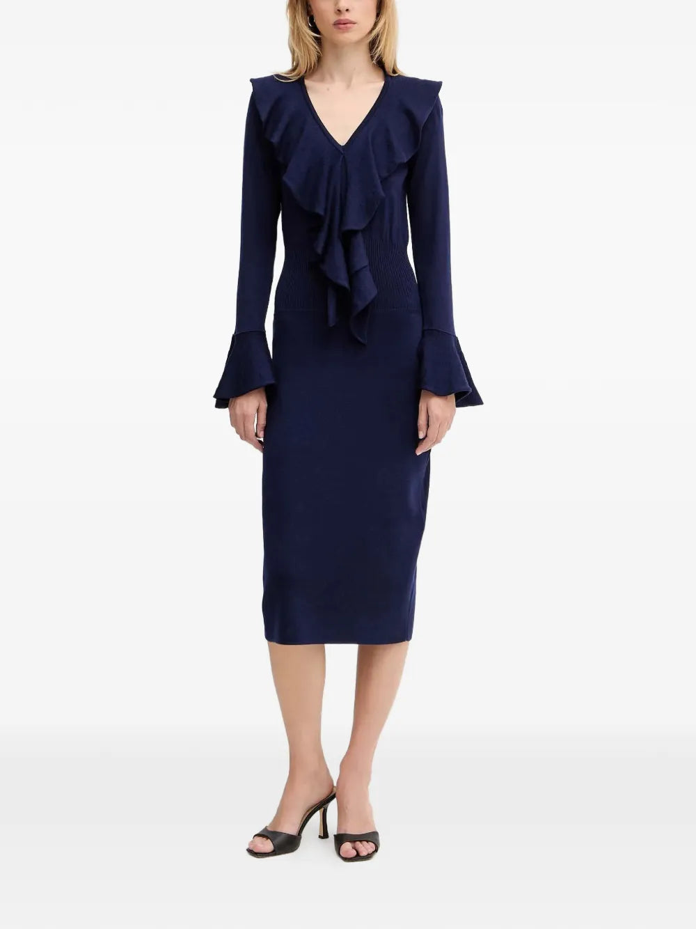 Luisa Spagnoli Malimba Ruffled V Neck Midi Dress