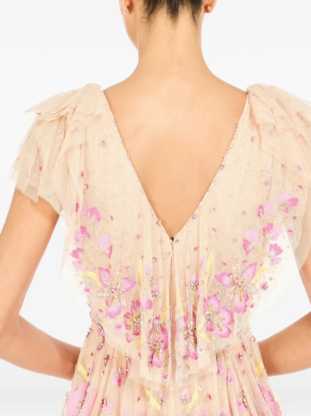 Jenny Packham Floral Sequin Embellished Gown