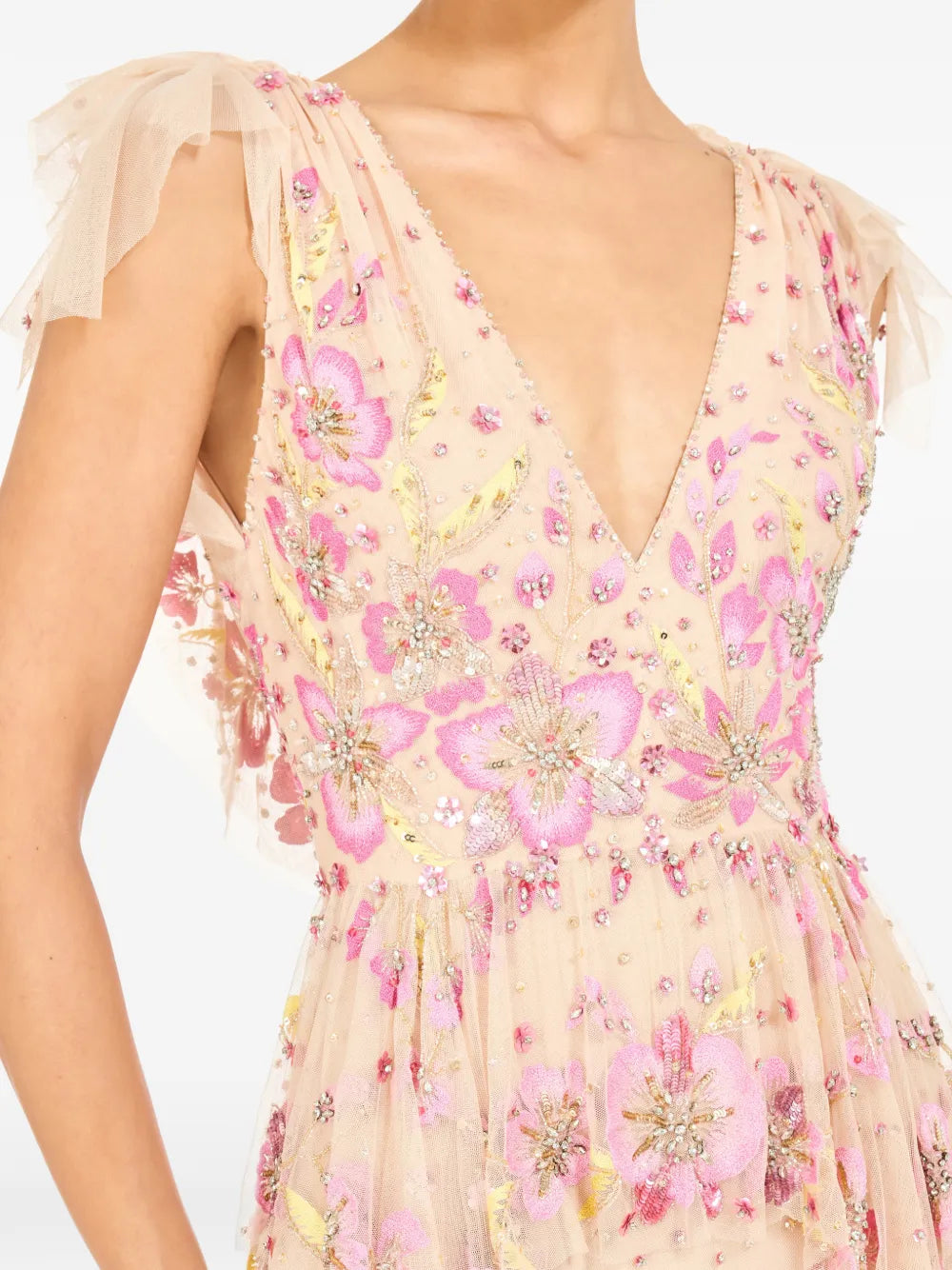 Jenny Packham Floral Sequin Embellished Gown