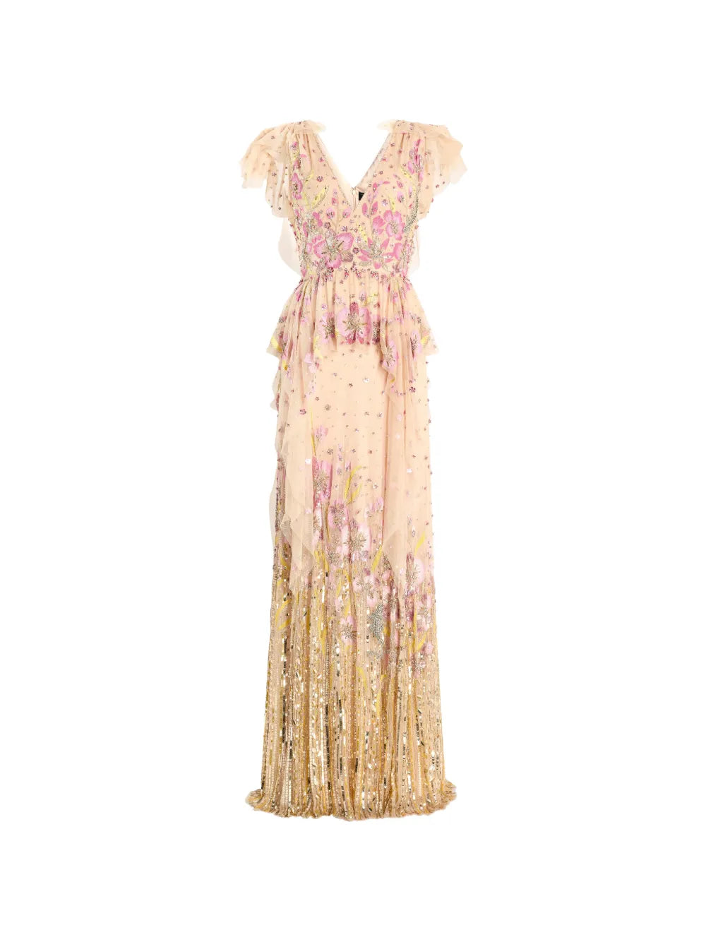 Jenny Packham Floral Sequin Embellished Gown
