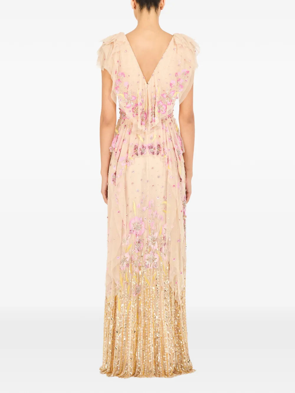Jenny Packham Floral Sequin Embellished Gown