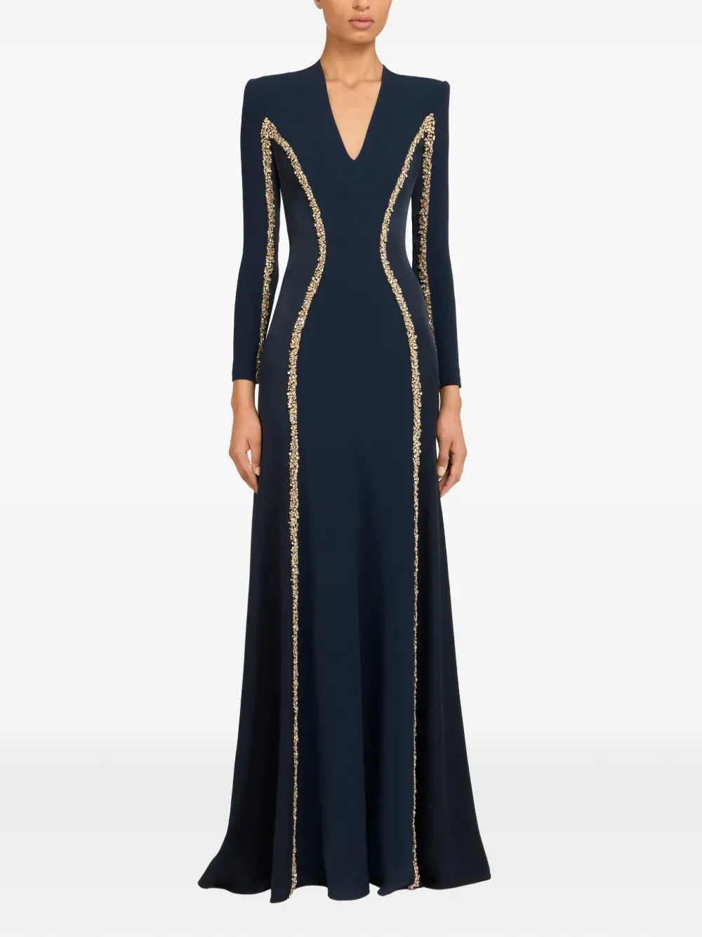 Jenny Packham Ghost Orchid Embellished Long Sleeve Maxi Dress