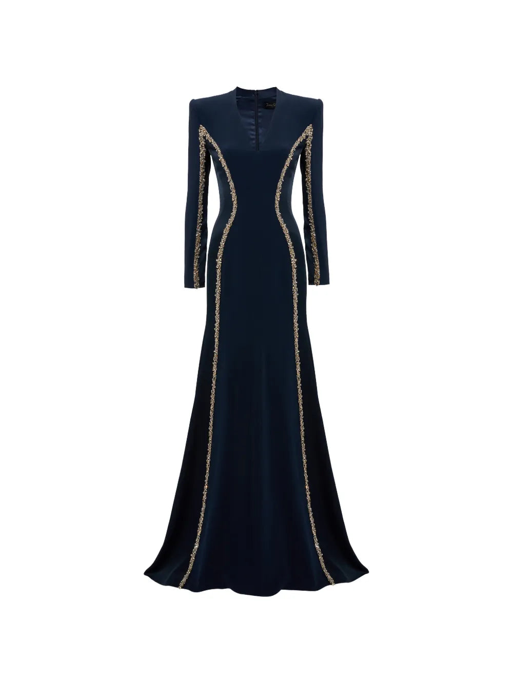 Jenny Packham Ghost Orchid Embellished Long Sleeve Maxi Dress