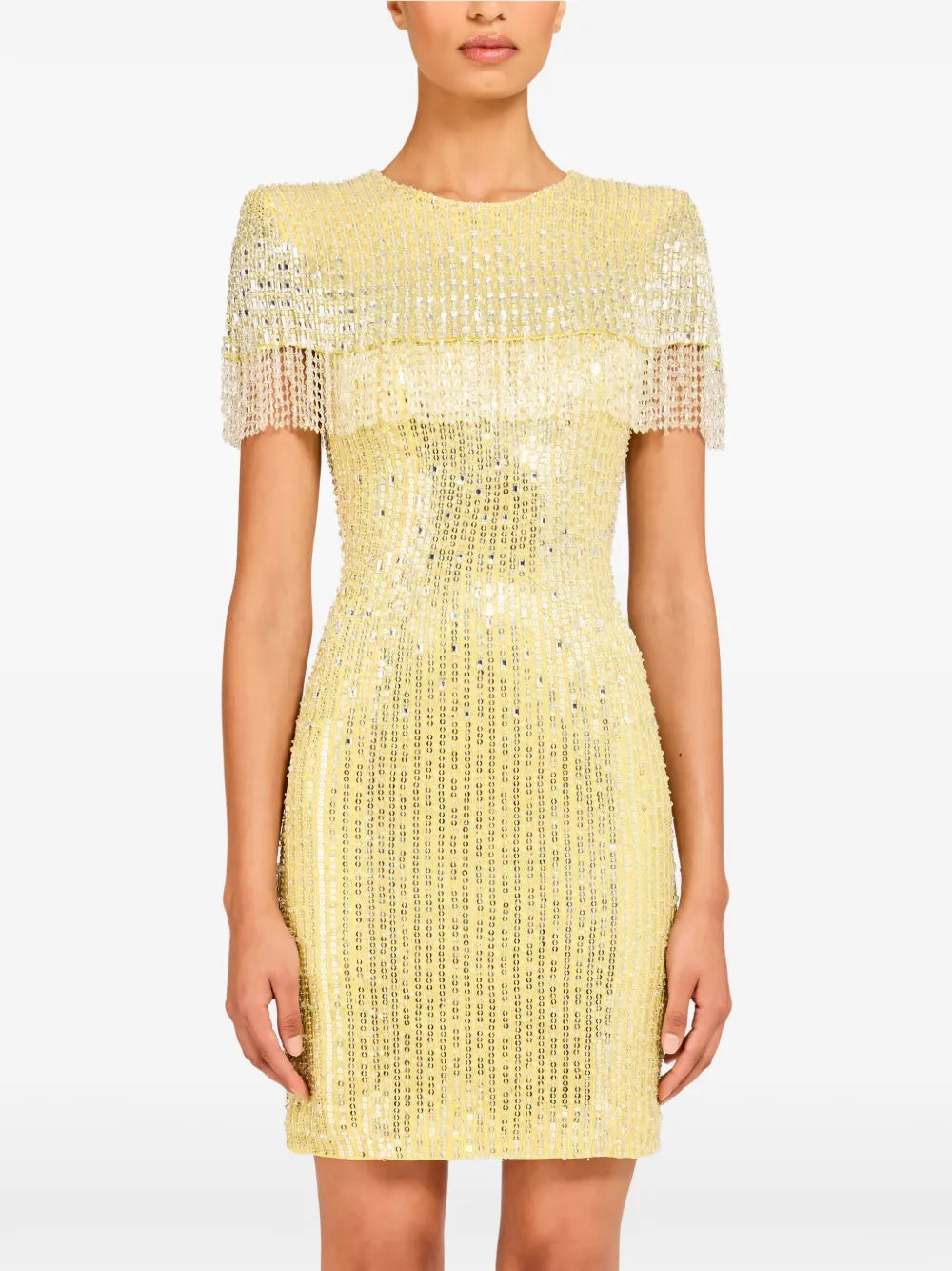 Jenny Packham Swish Beaded Embellished Fringed Mini Dress