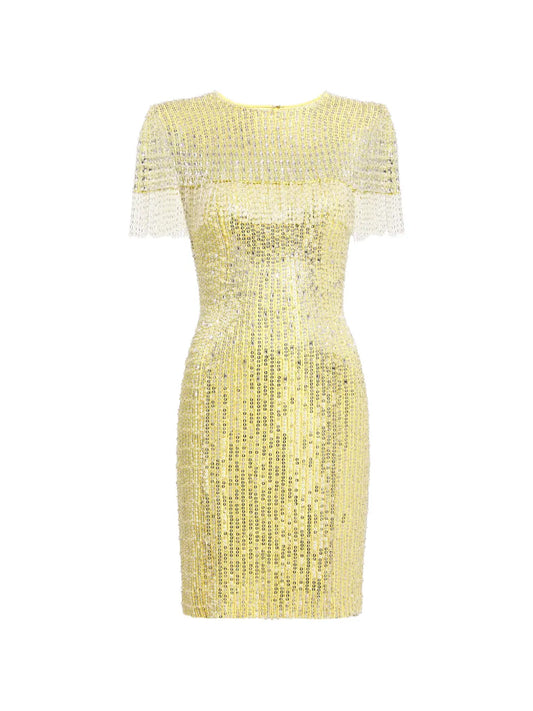 Jenny Packham Swish Beaded Embellished Fringed Mini Dress