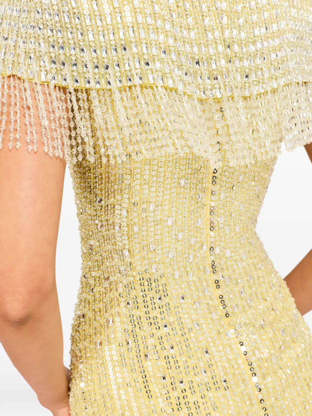 Jenny Packham Swish Beaded Embellished Fringed Mini Dress
