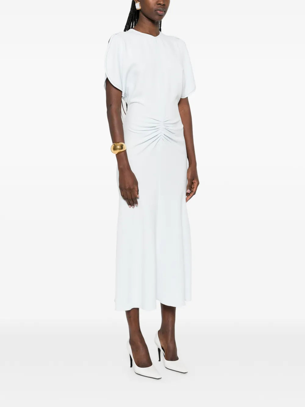 Victoria Beckham Gathered Waist Midi Dress
