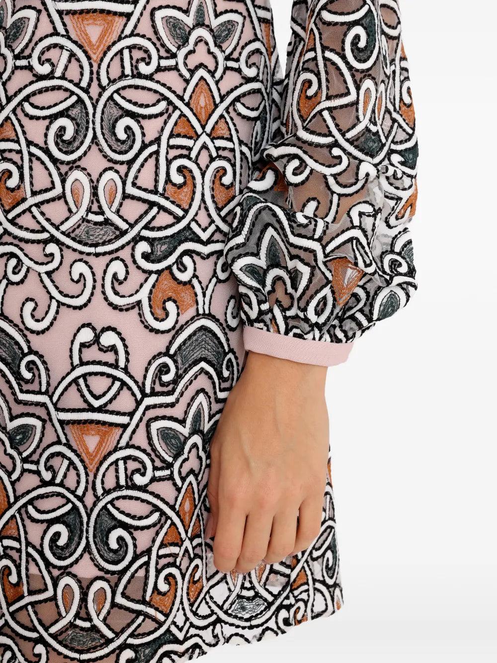 Olympiah Arabesco Patterned Long Sleeve Dress