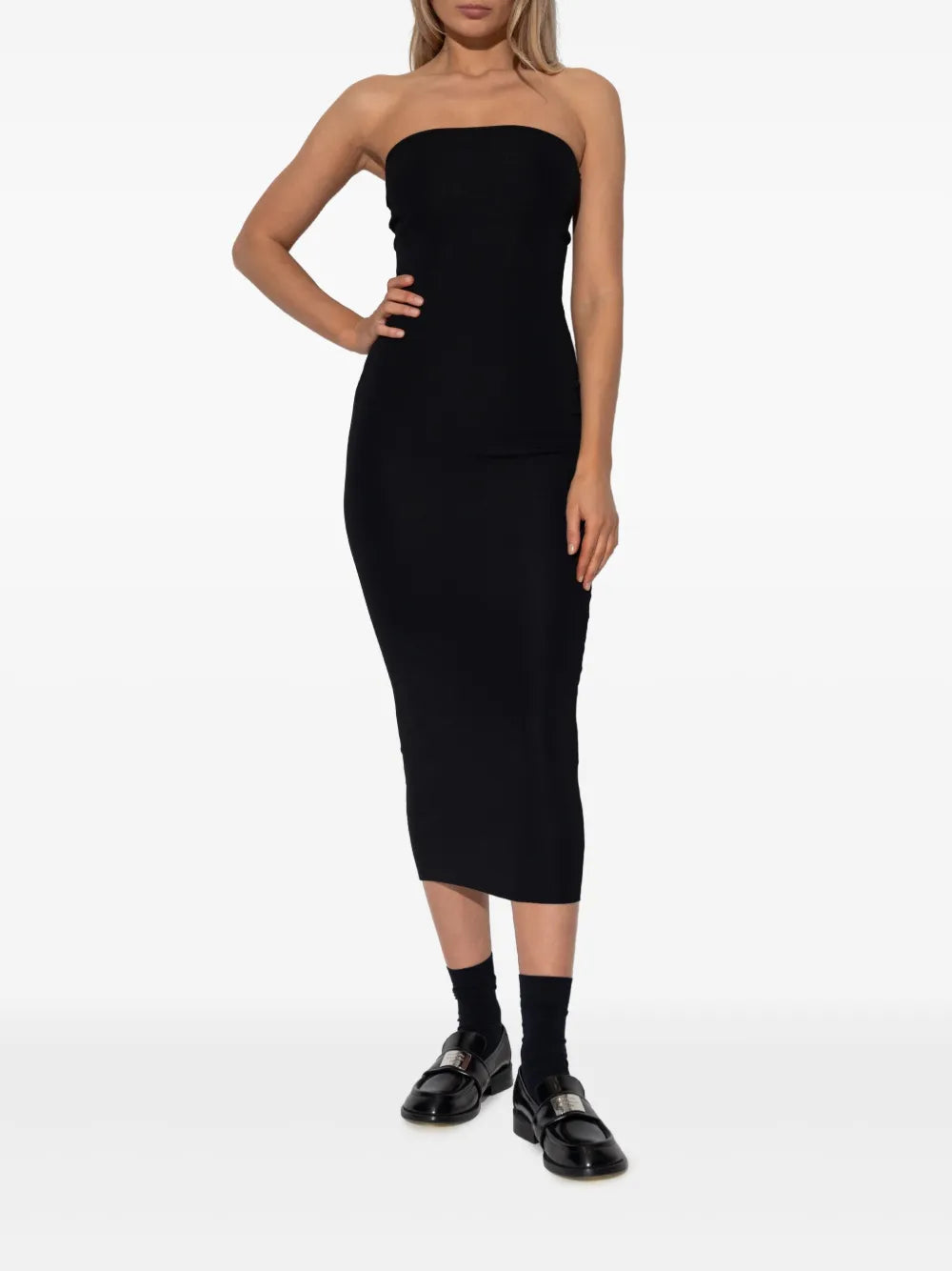 Entire Studios Strapless Ribbed Midi Dress