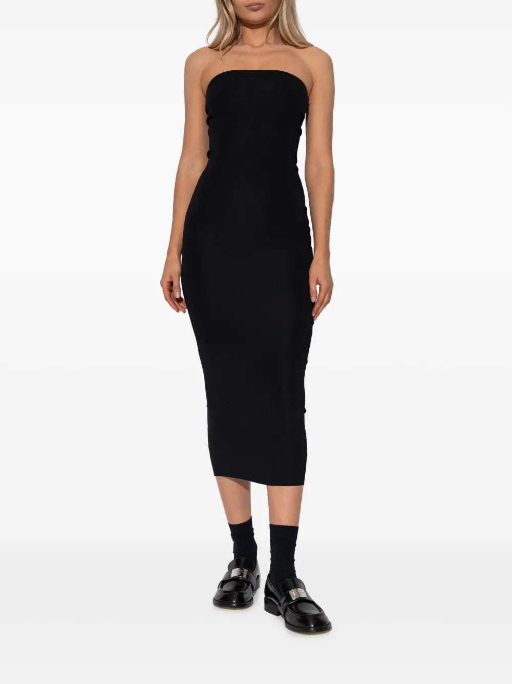 Entire Studios Strapless Ribbed Midi Dress