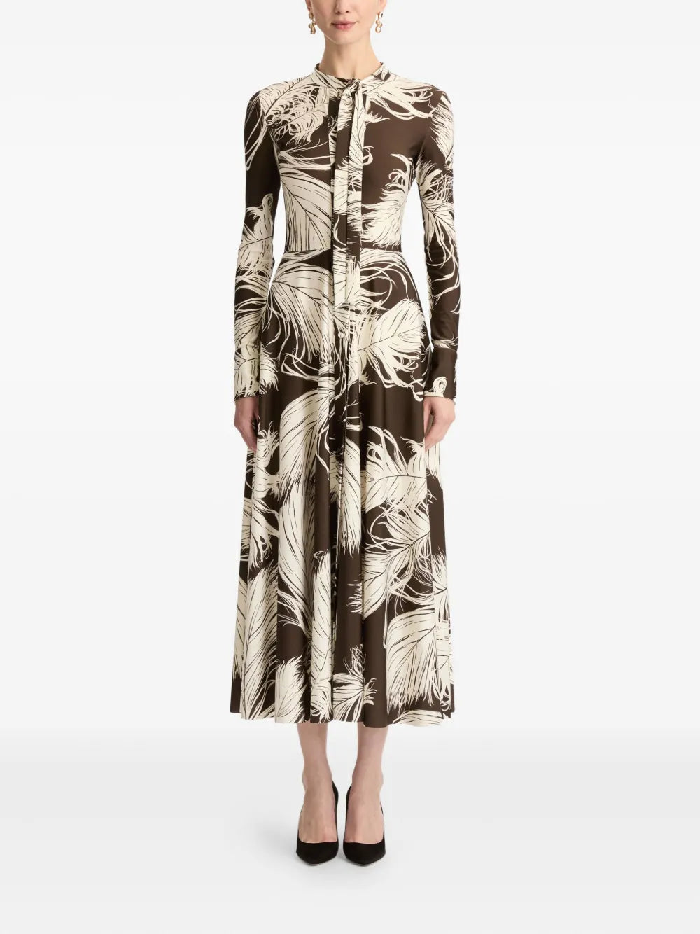 Oscar De La Renta Feather Jersey Midi Dress