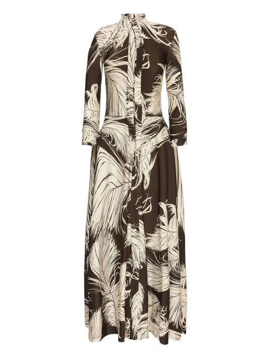 Oscar De La Renta Feather Jersey Midi Dress