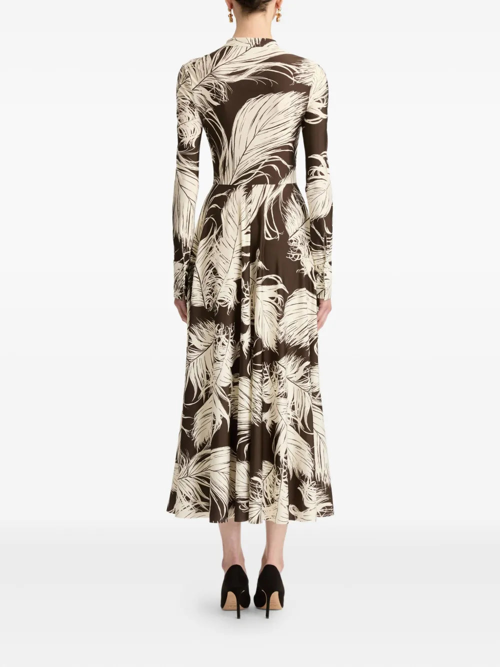 Oscar De La Renta Feather Jersey Midi Dress