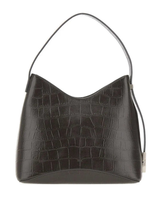 Osoi Crocodile Effect Leather Shoulder Bag