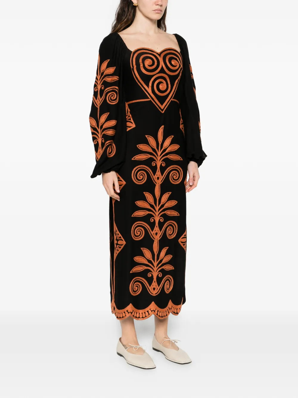 Farm Rio Cornely Ainika Long Sleeve Midi Dress