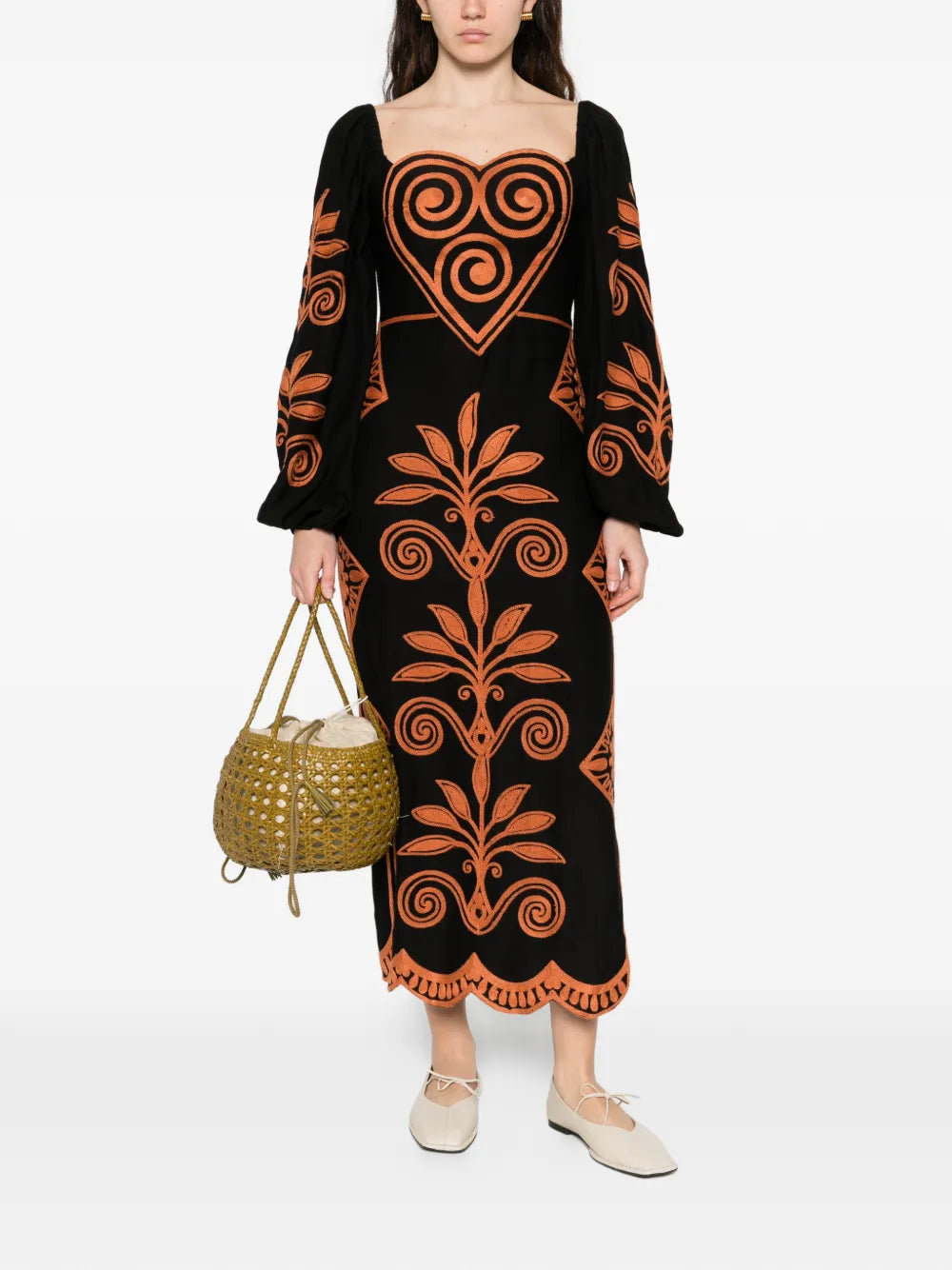Farm Rio Cornely Ainika Long Sleeve Midi Dress