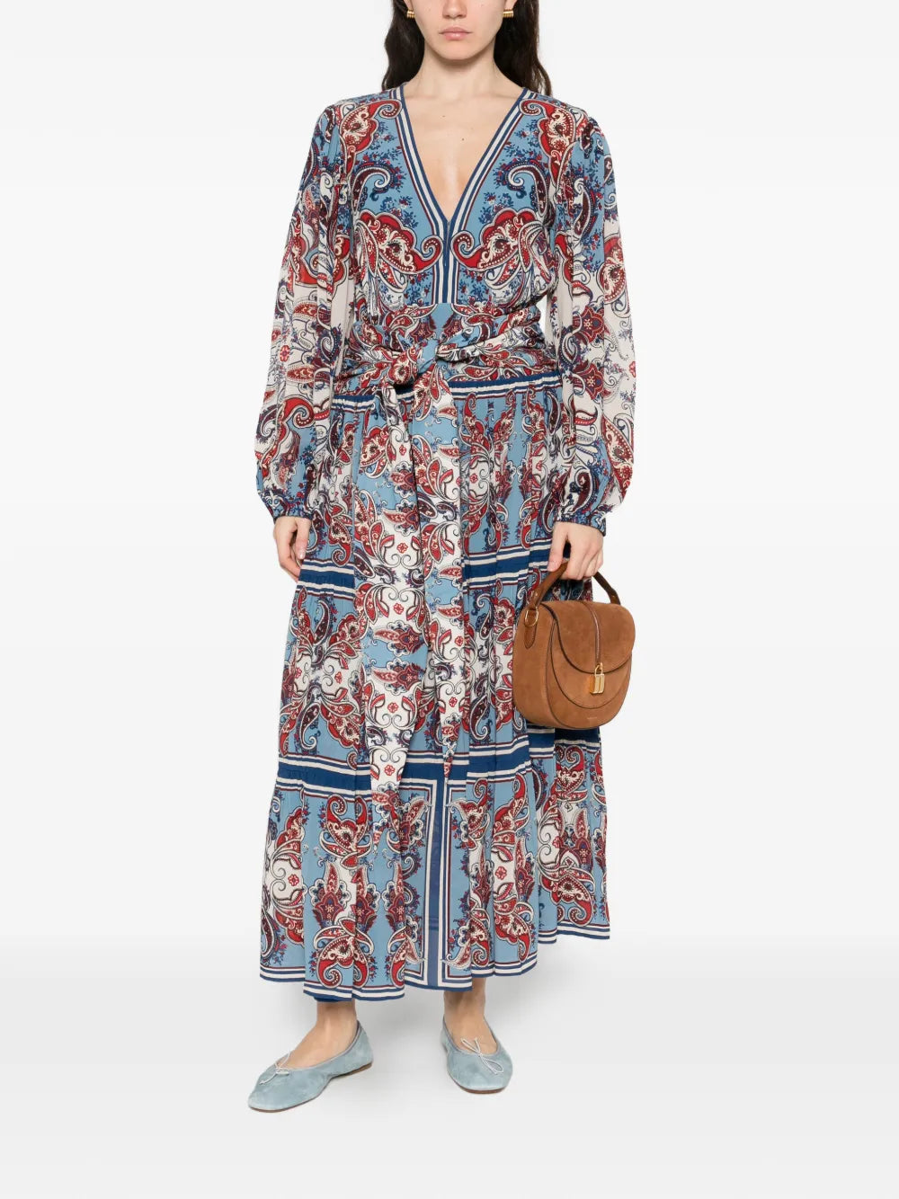 Farm Rio Paisley Scarf Tie Waist Maxi Dress