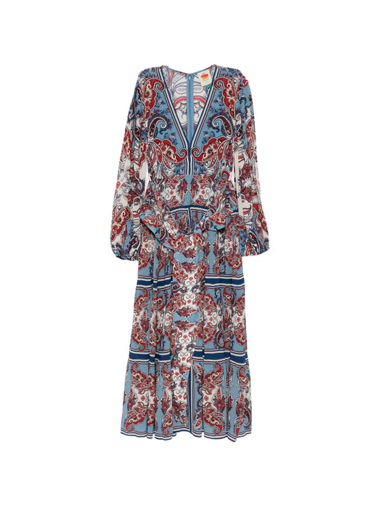 Farm Rio Paisley Scarf Tie Waist Maxi Dress