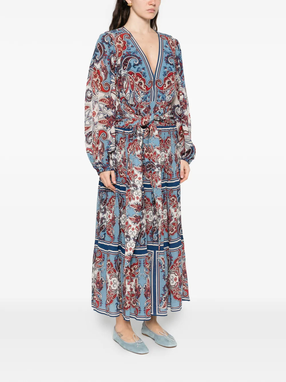 Farm Rio Paisley Scarf Tie Waist Maxi Dress