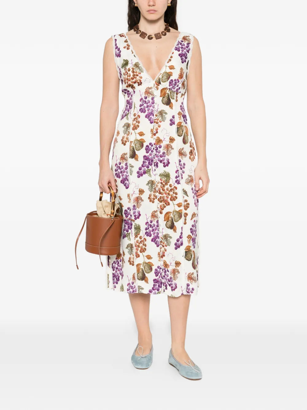 Farm Rio Grape Garden Sleeveless Midi Dress