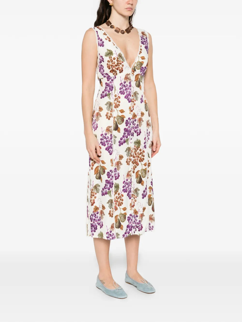 Farm Rio Grape Garden Sleeveless Midi Dress