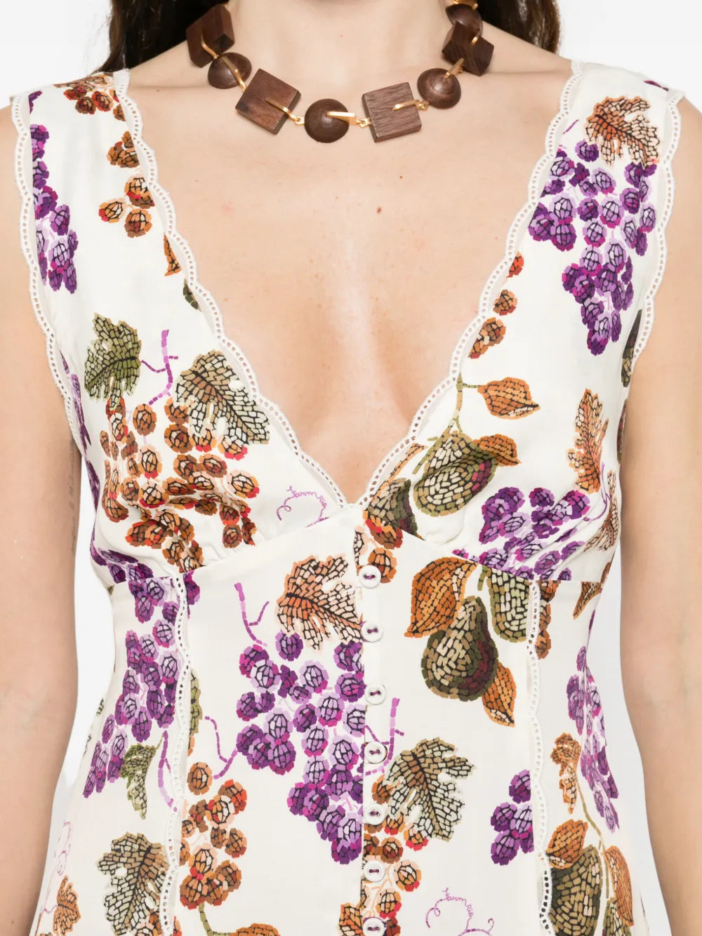 Farm Rio Grape Garden Sleeveless Midi Dress