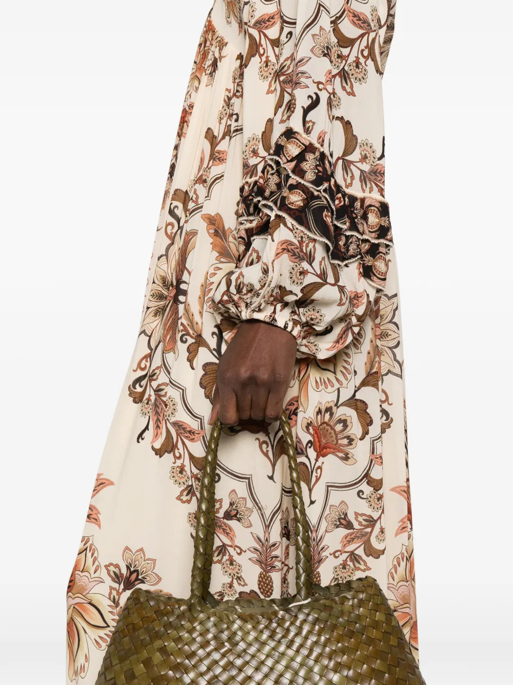Farm Rio Majestic Garden Ruffled Floral Print Dress