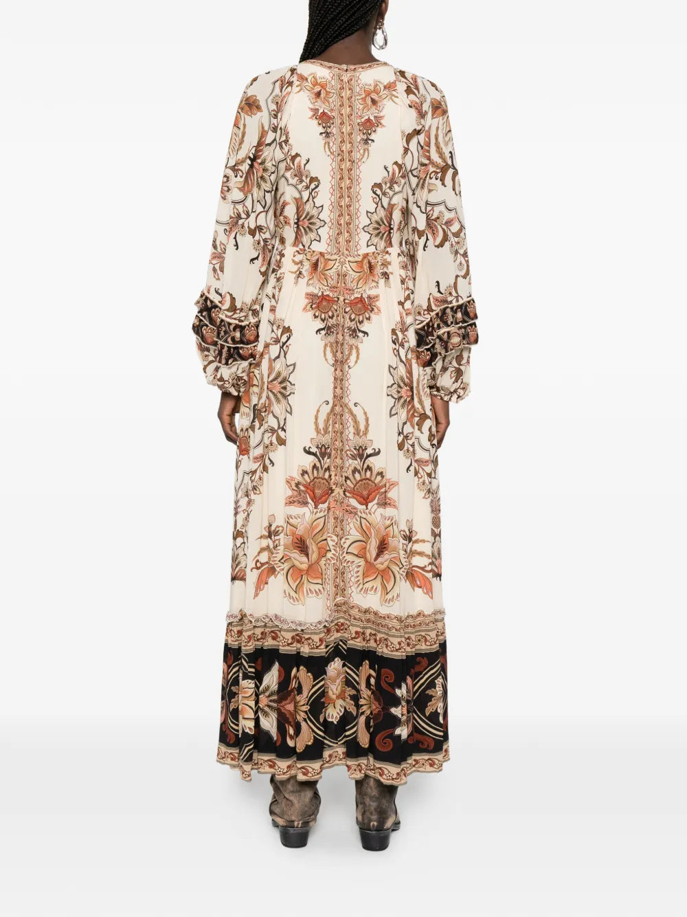 Farm Rio Majestic Garden Ruffled Floral Print Dress