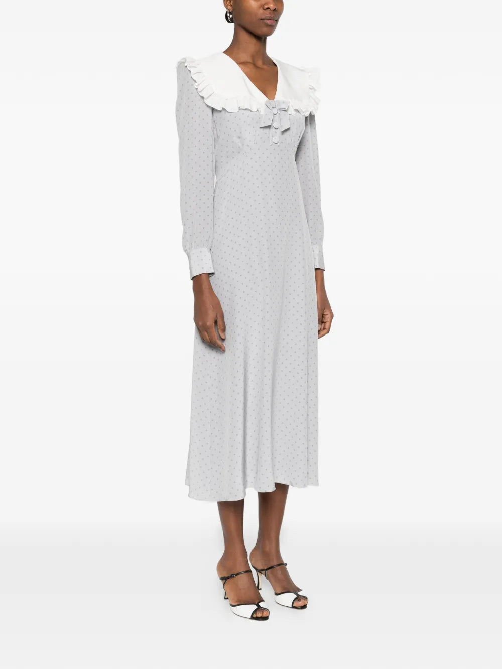 Alessandra Rich Ruffled Polka Dot Midi Dress