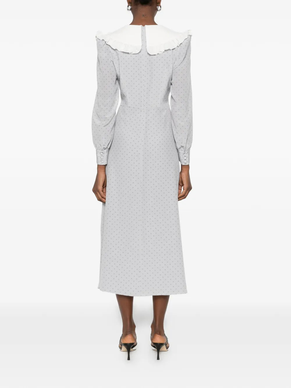 Alessandra Rich Ruffled Polka Dot Midi Dress