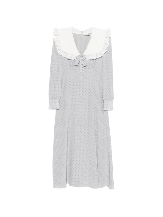 Alessandra Rich Ruffled Polka Dot Midi Dress