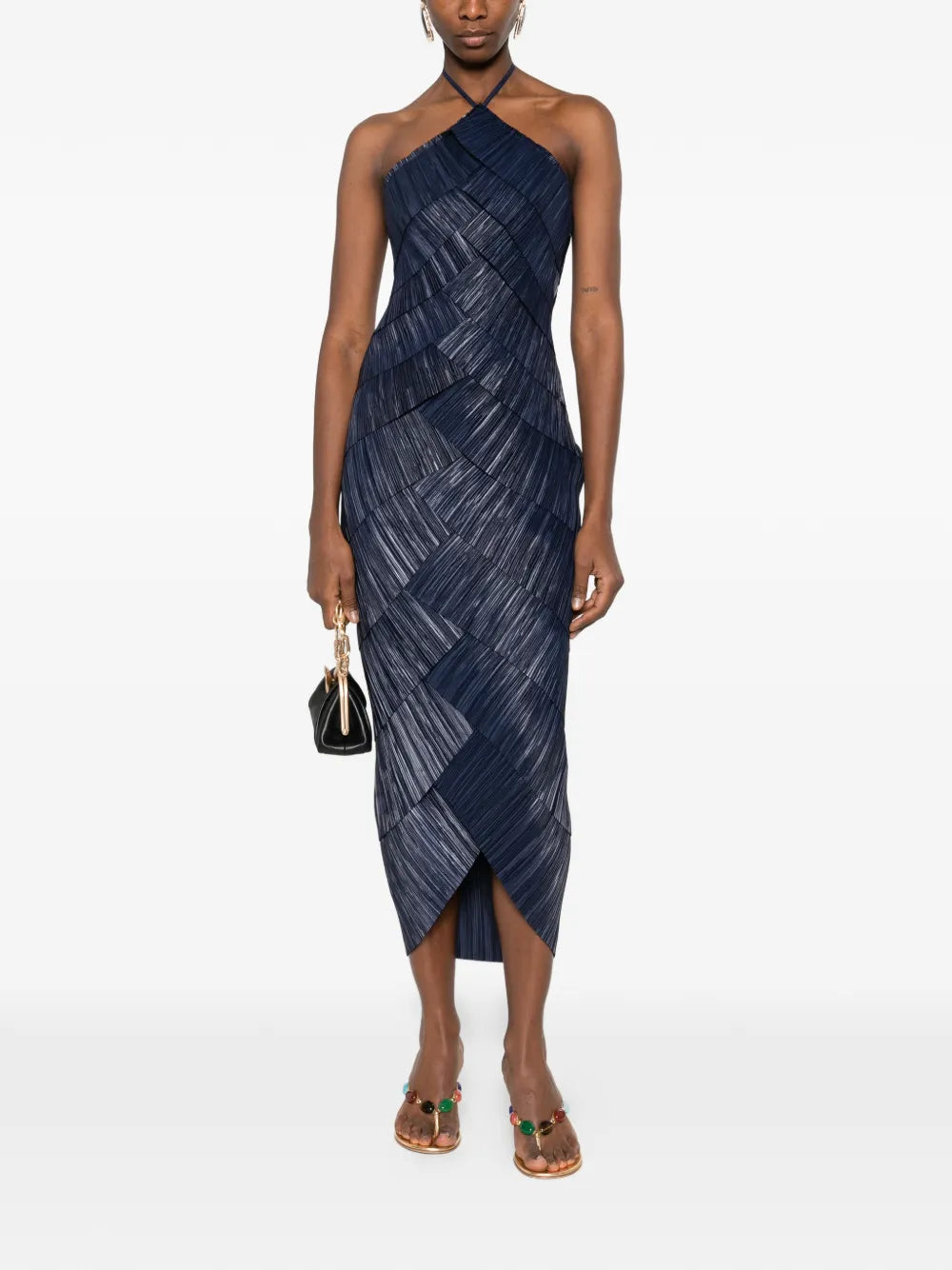 Cult Gaia Patrizia Halter Neck Pleated Midi Dress