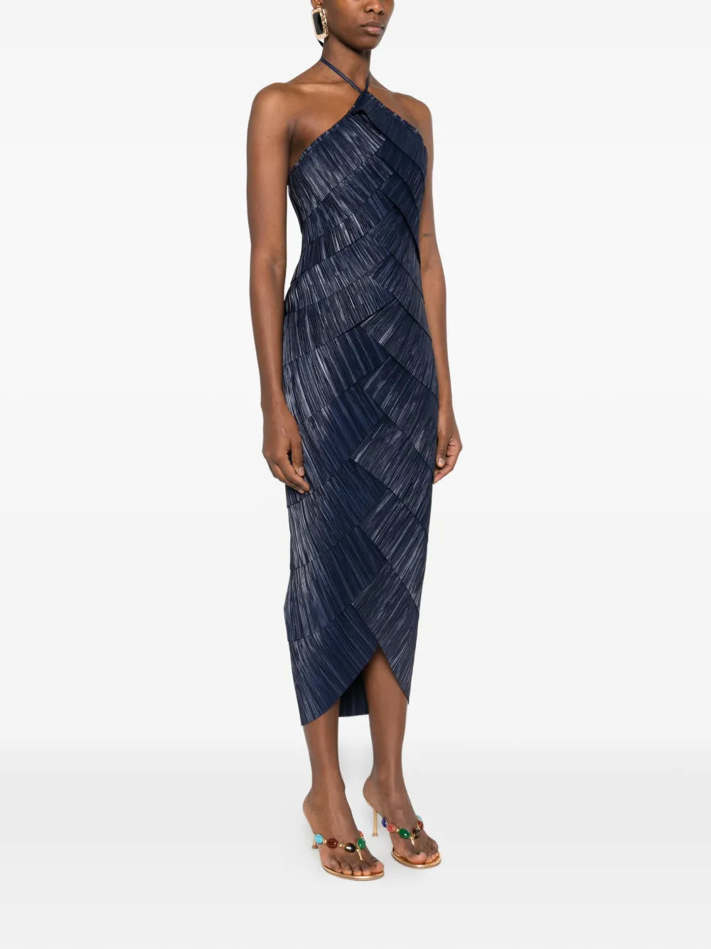 Cult Gaia Patrizia Halter Neck Pleated Midi Dress