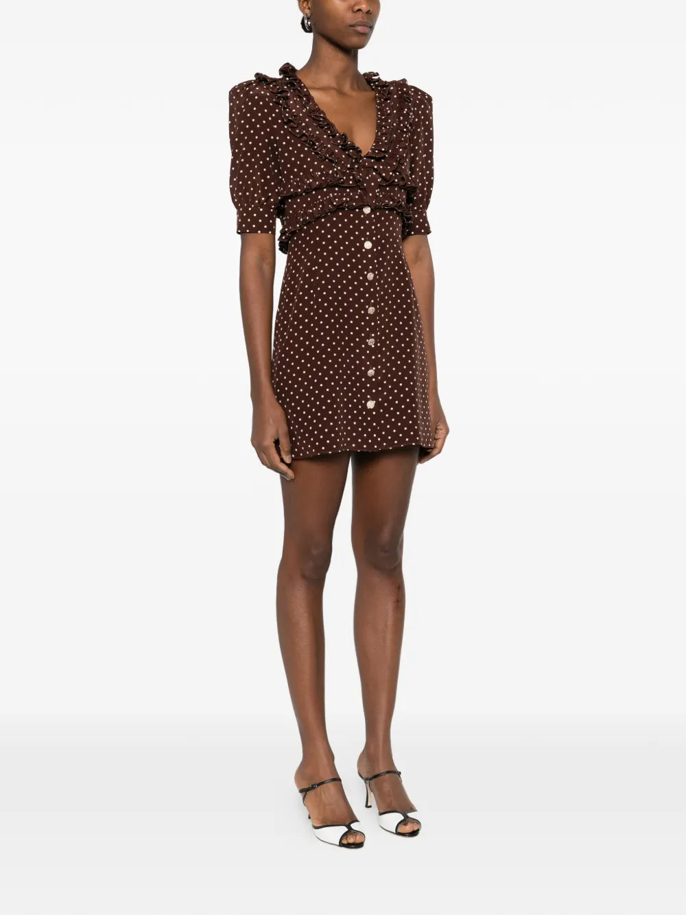 Alessandra Rich Ruffled Polka Dot Mini Dress