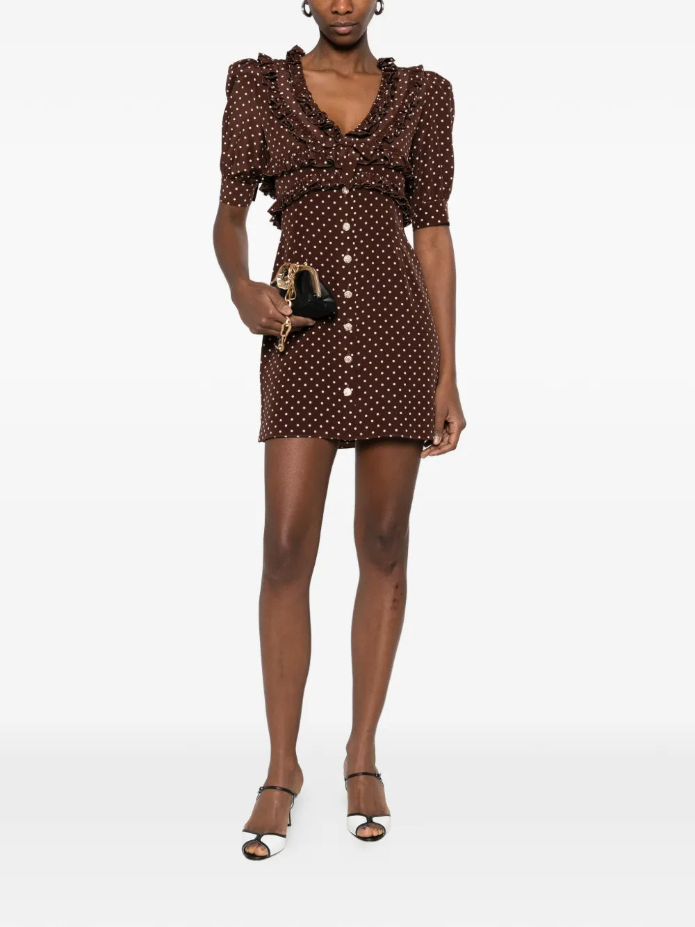 Alessandra Rich Ruffled Polka Dot Mini Dress