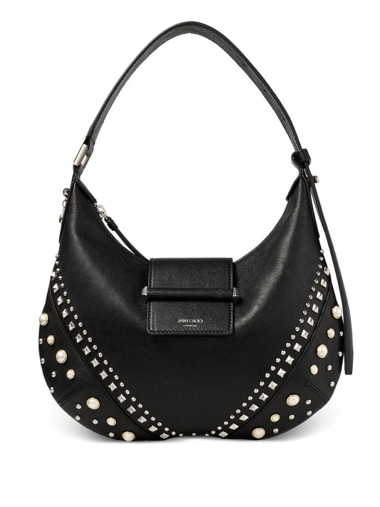 Jimmy Choo Small Bar Hobo Studded Pearl Shoulder Bag