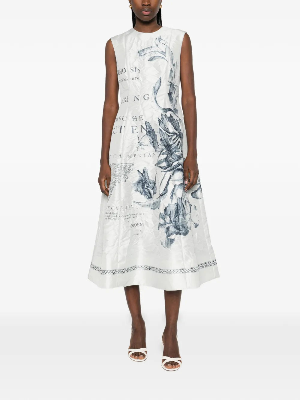 Erdem Floral Print Sleeveless Midi Dress
