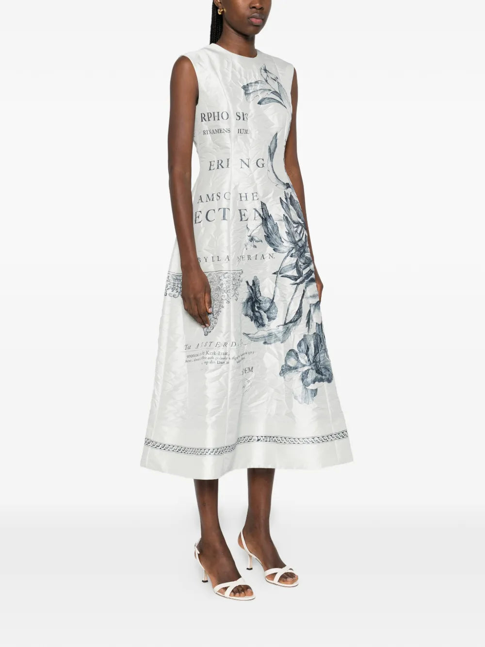 Erdem Floral Print Sleeveless Midi Dress