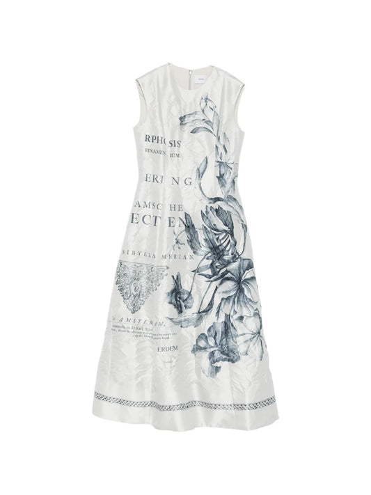 Erdem Floral Print Sleeveless Midi Dress