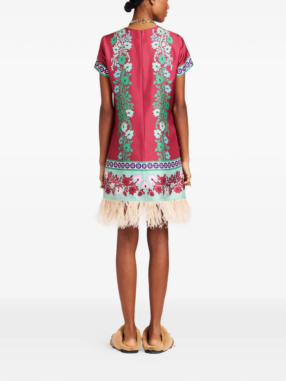 La Doublej Floral Fringed Swing Dress