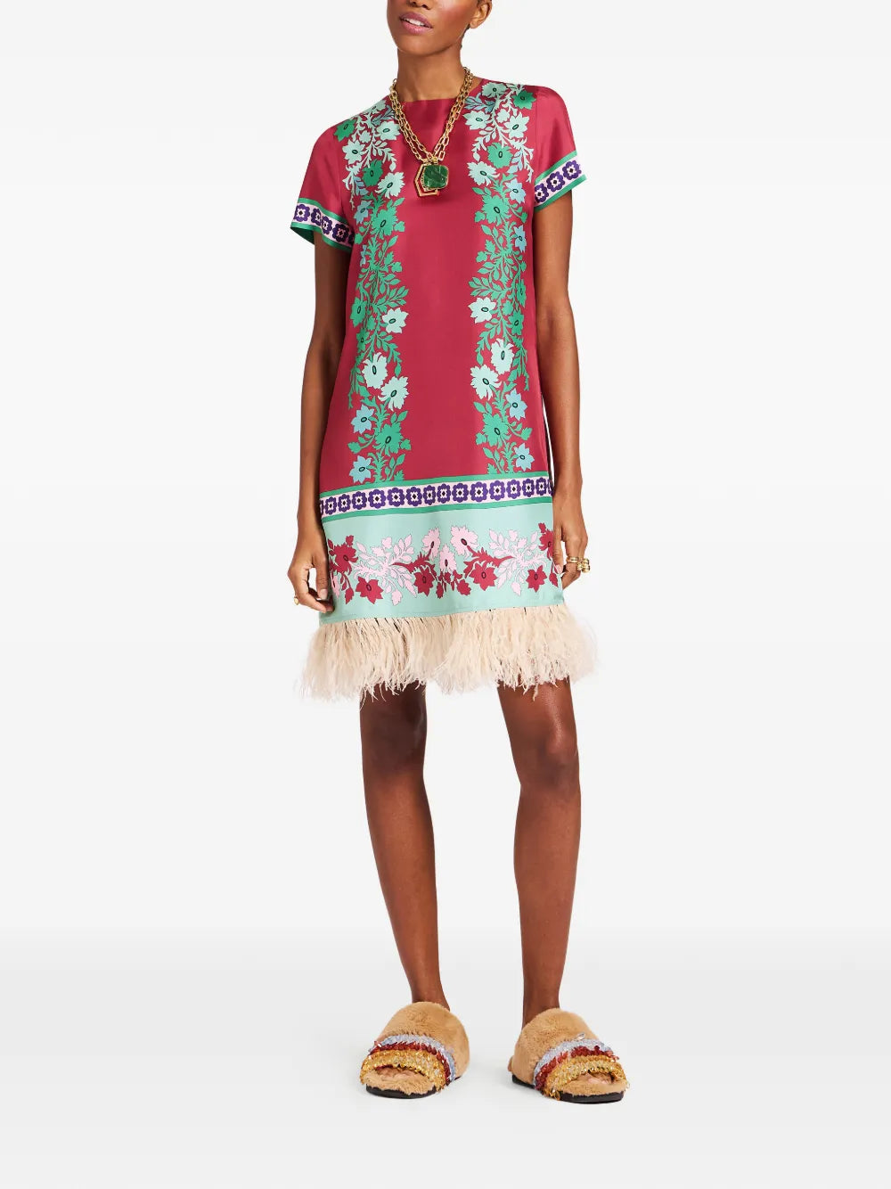 La Doublej Floral Fringed Swing Dress