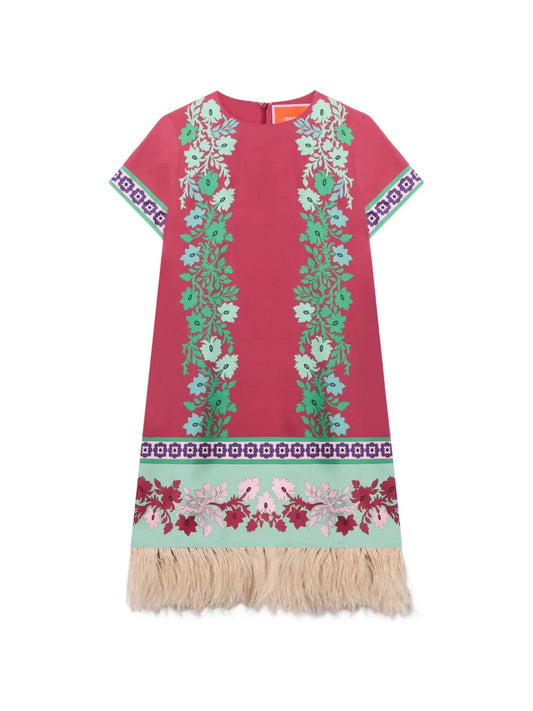 La Doublej Floral Fringed Swing Dress