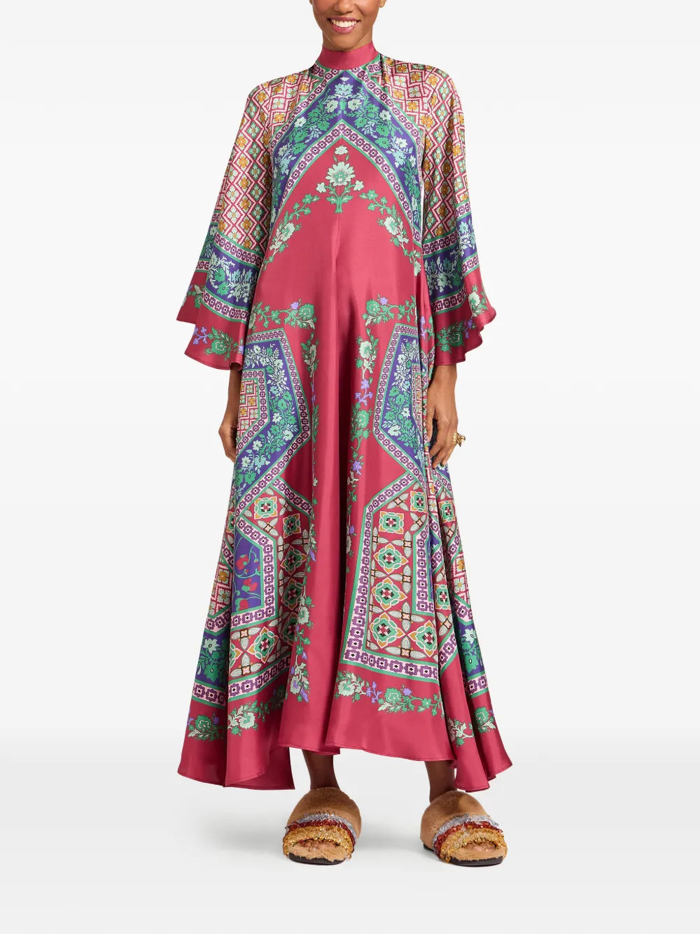 La Doublej Magnifico Floral Pussy Bow Maxi Dress