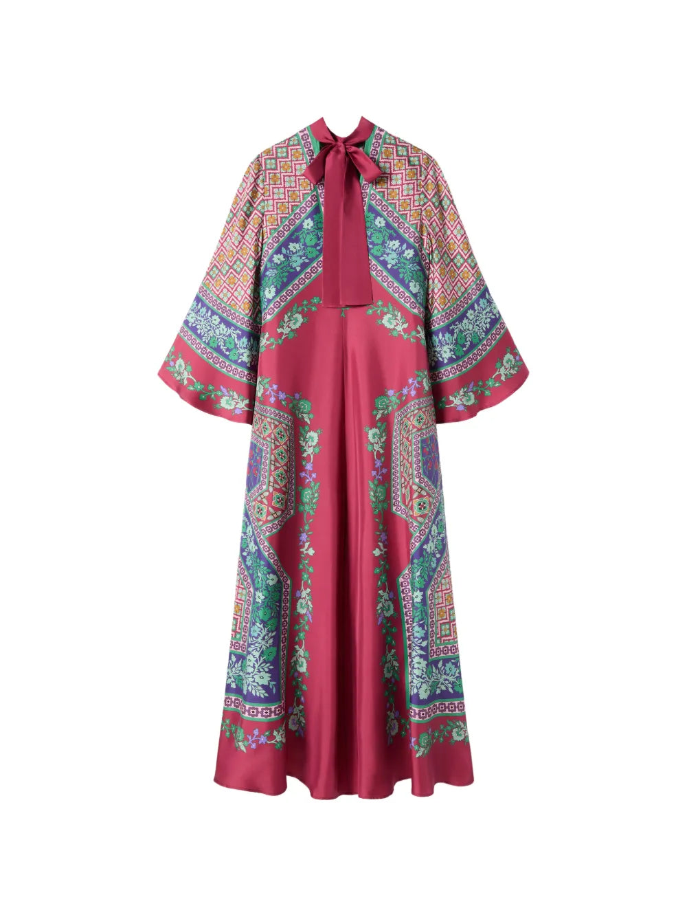 La Doublej Magnifico Floral Pussy Bow Maxi Dress
