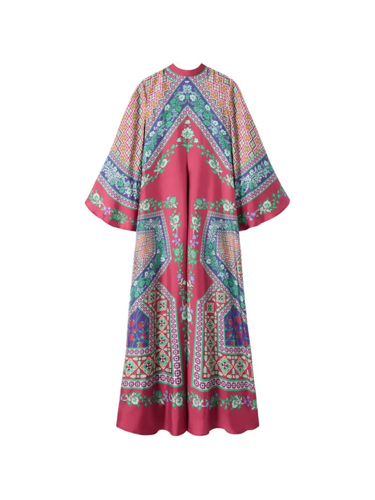 La Doublej Magnifico Floral Pussy Bow Maxi Dress